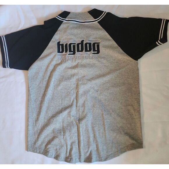 BADGER SPORT BIG DOG MOTORCYCLES SHIRT MENS MEDIUM VINTAGE BUTTON JERSEY EMBROID - Picture 1 of 5